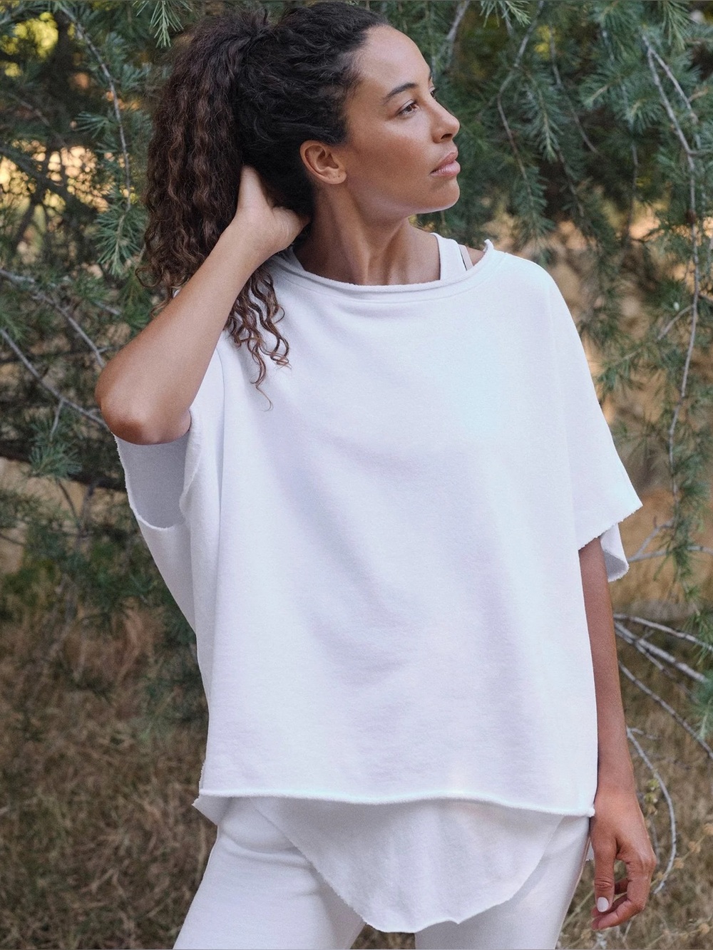 Frank & Eileen White 100% Cotton Original Caplet Short Sleeve Top